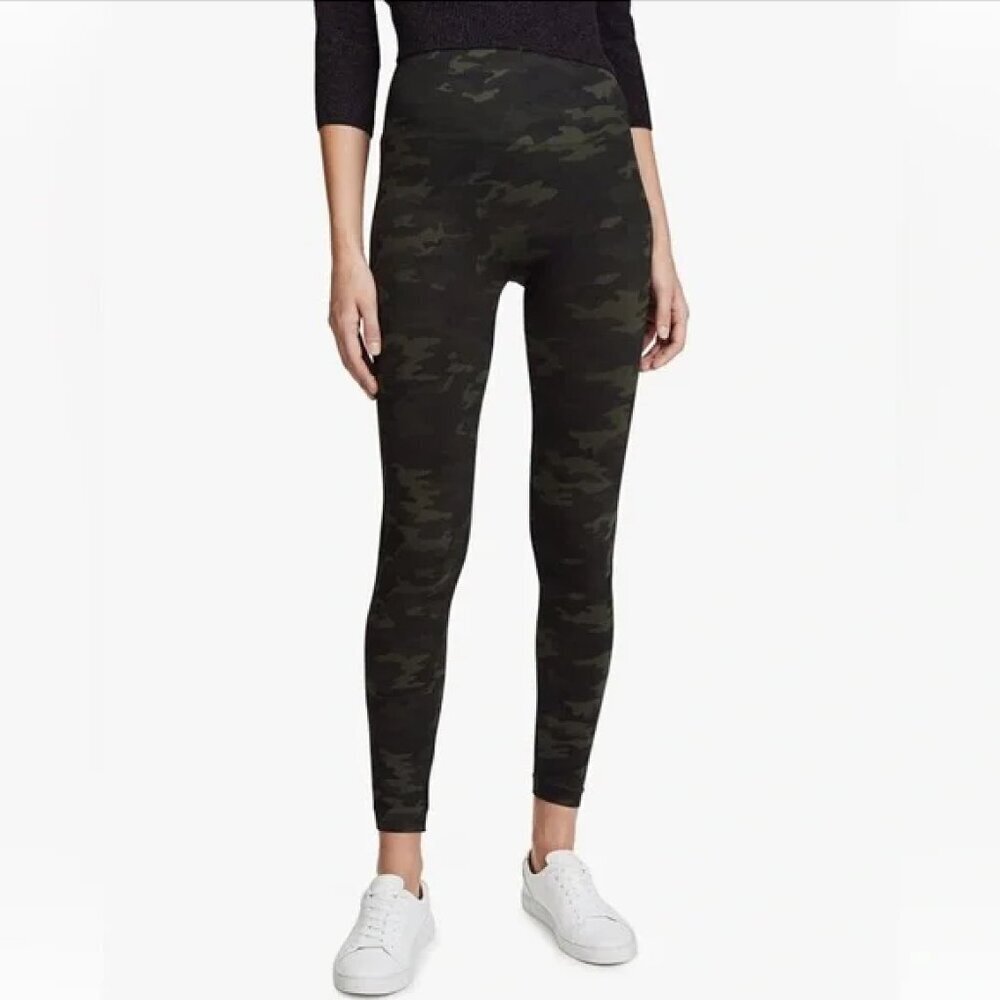 Women's L Spanx High Rise Green Camo Leggings